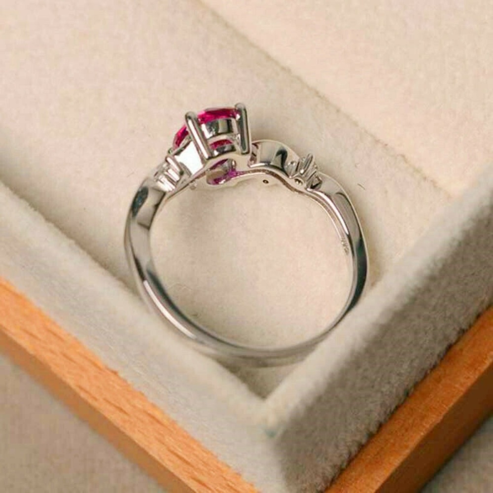 Charm 925 Silver Oval Cut Ruby Ring New - Picture 5 of 5